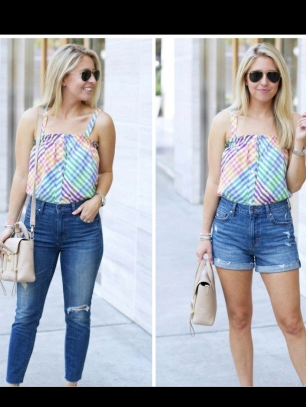 J.Crew Rainbow Plaid Tank Top 0